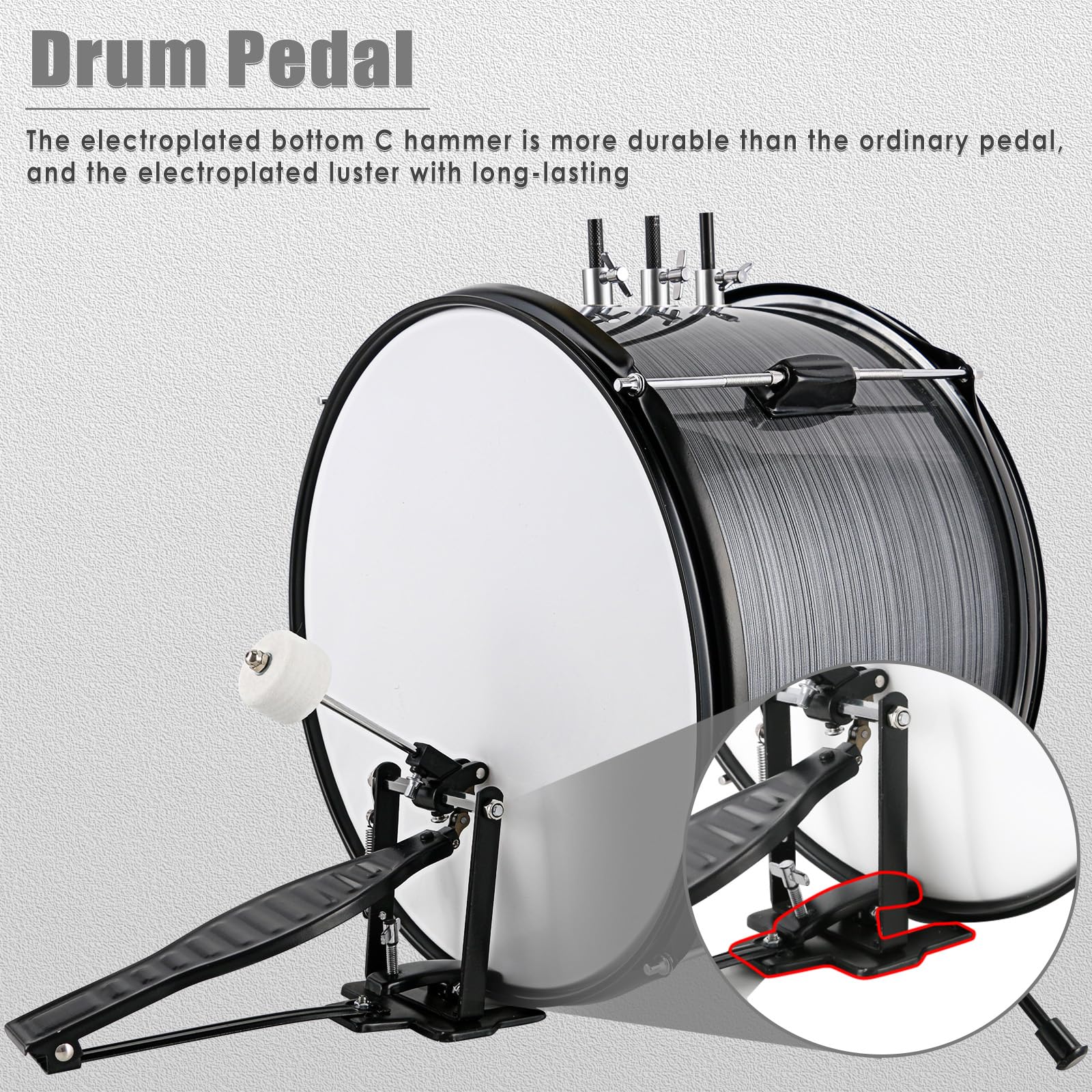 EASTROCK 3 Piece 14” Junior Drum sets for Drummer,Gray
