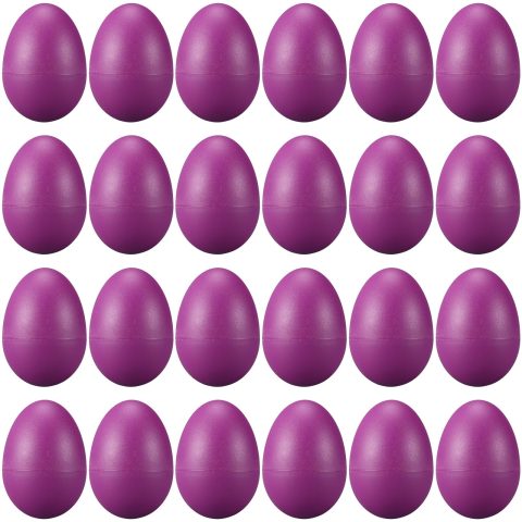 24 Pcs Purple Egg Shakers – Plastic Easter Egg Instruments Percussion Maracas Egg for Learning DIY Painting (Purple)