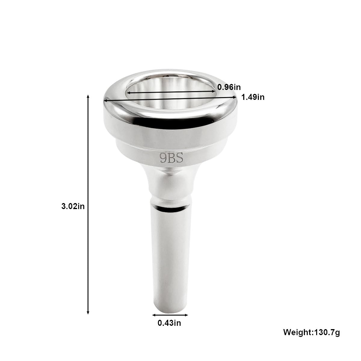 Missmore Silver Plated Trombone Mouthpiece 9BS Small Shank