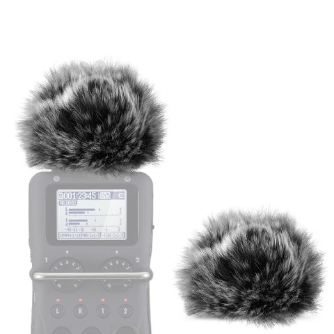 Geekria for Creators Furry Windscreen Compatible with Zoom H5, H6 Handy Recorder, Mic DeadCat Wind Cover Muff, Fluff Cover Windshield, Portable Digital Recorder (Grey / 2 Pack)