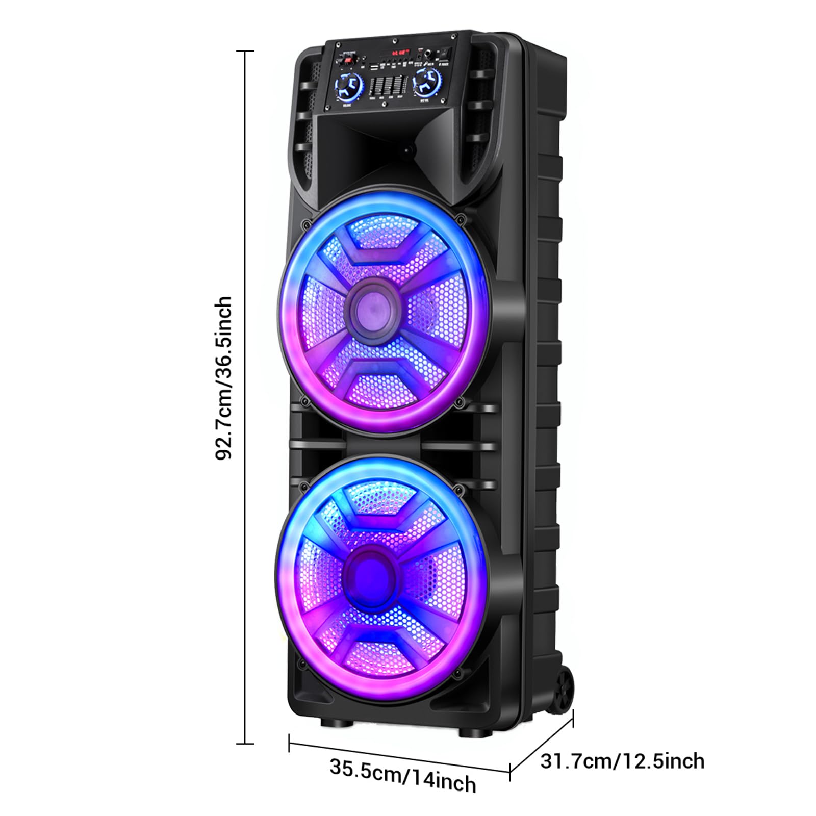 ROXAAN Dual 12’’ Wireless Bluetooth Party Speaker with Microphone