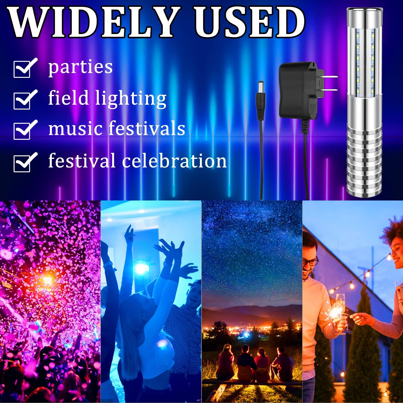 6 PCS Strobe Baton Light Bottle Service Lights Sparklers Reusable Champagne Bottles Handheld Light Topper for Bar Nightclub Wedding Birthday Party Concert (6 Silver)