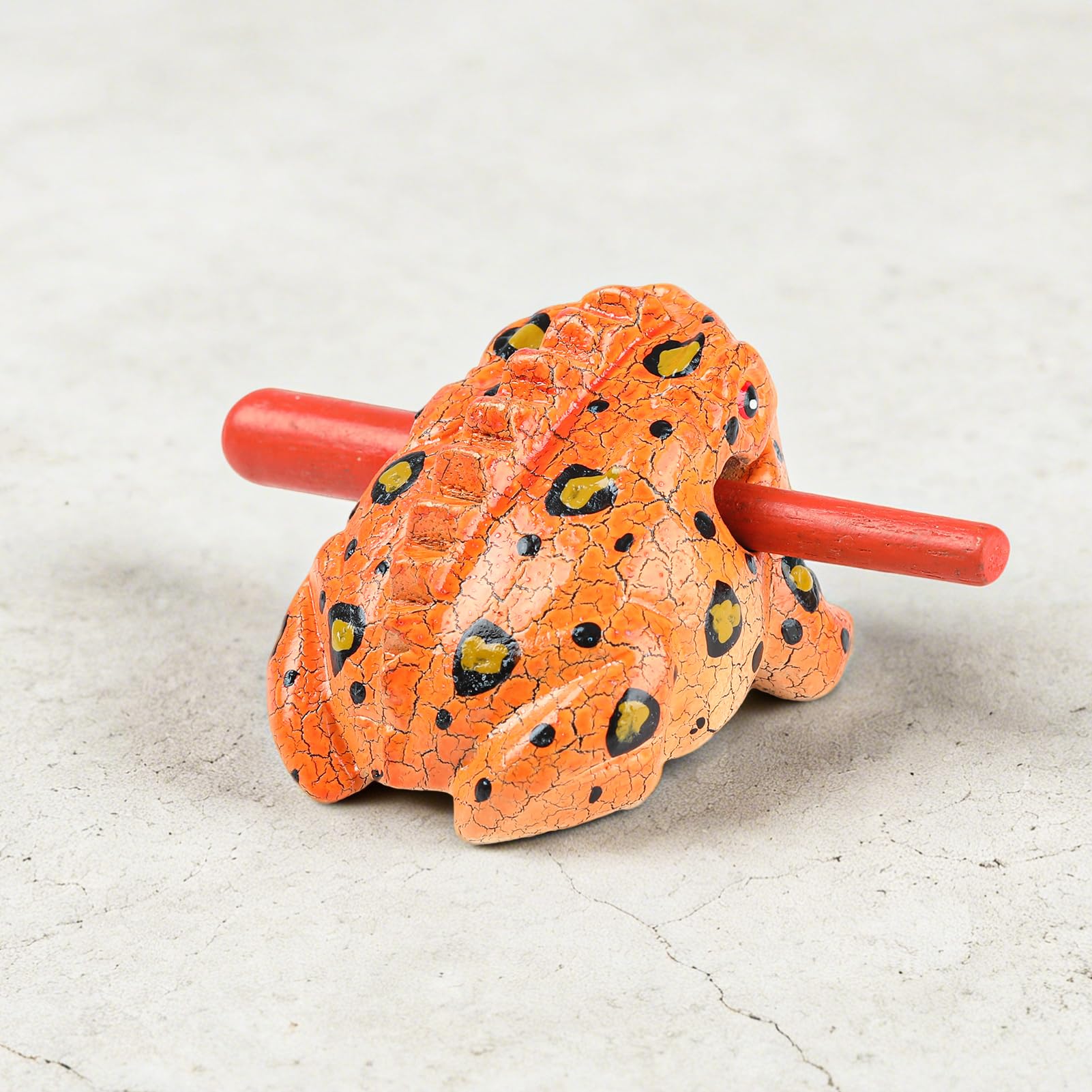 GOGHOST 3.5 inch Frog Guiro Rasp Wooden Instrument (Painted Orange)