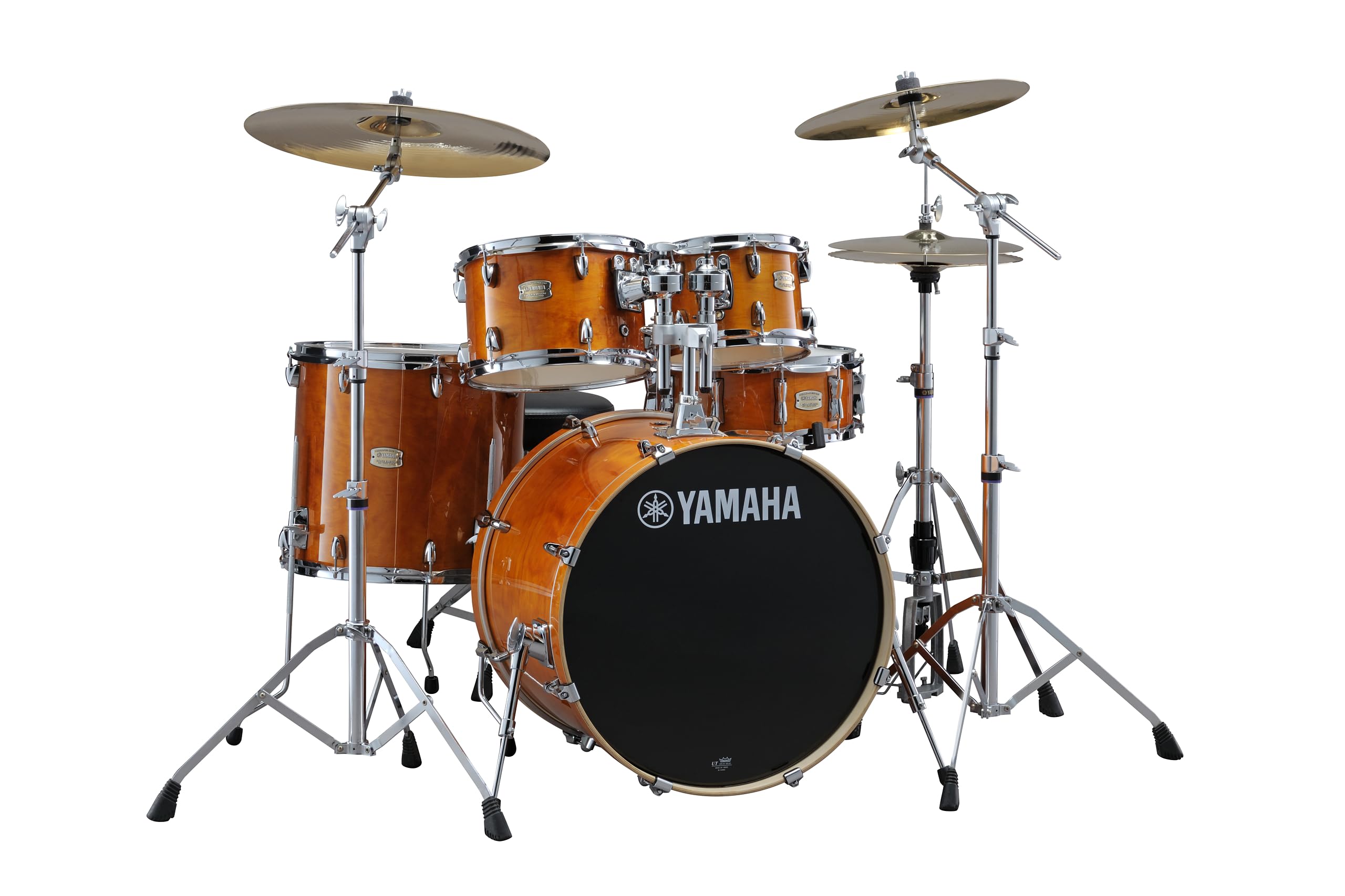 Yamaha Stage Custom Birch 5pc Drum Shell Pack With a 22″ Kick Drum and 14” Snare Drum in Honey Amber For Students and Working Drummers (SBP2F50HA)