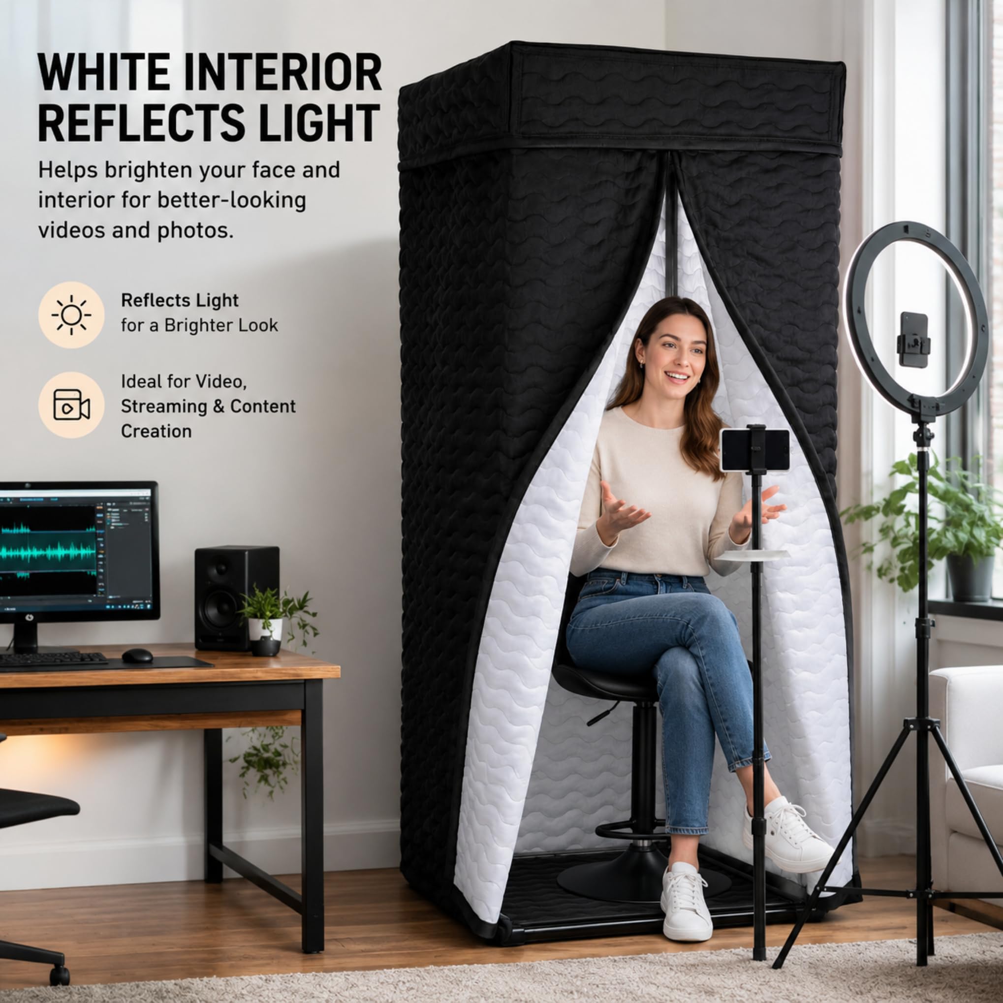 Voctent Portable Vocal Booth for Recording, Sound Booth for Home Studio