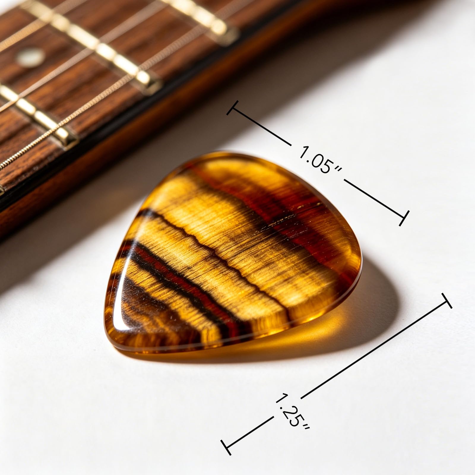Gemstone Guitar Pick for Acoustic Guitar, Natural Crystal Pick Gift for Musicians, Handmade Plectrum for Practice, Recital, Stage Performance, Graduation, Encouragement, Fresh Start (Tiger Eye)