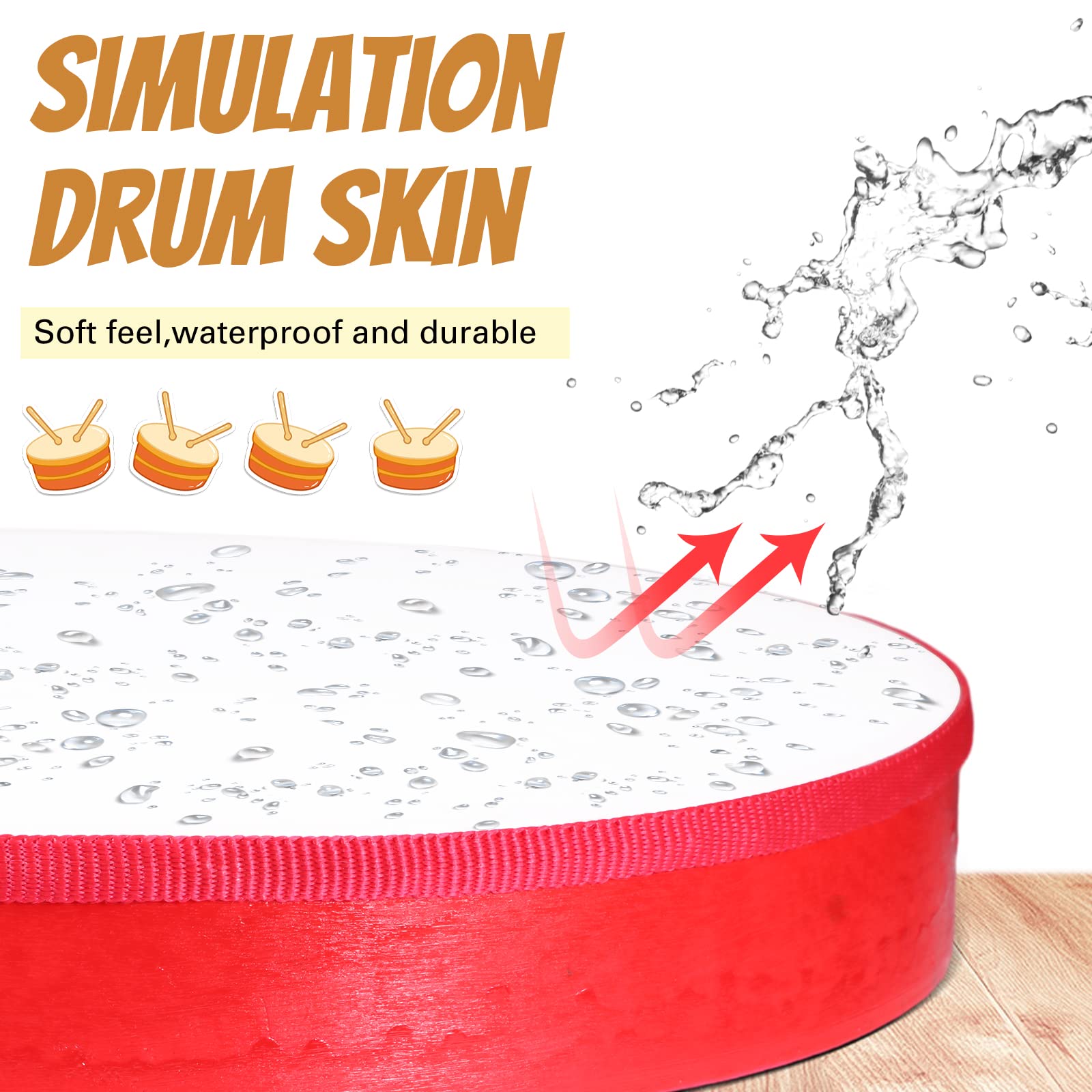 Boao 8 Pcs Hand Drums with Stick 12 10 8 6 Inch for Beginners Multicolor