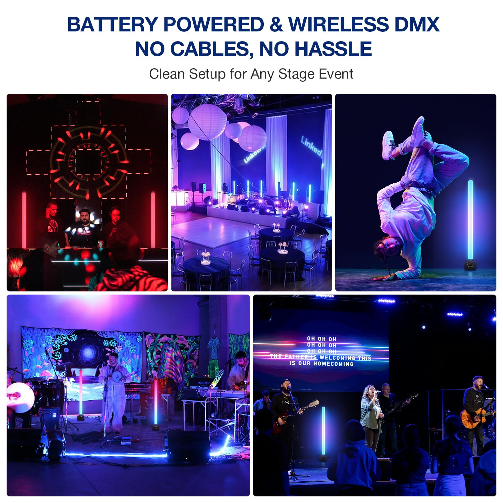 OPPSK Battery Powered Pixel Tube Light Bar for Stage Party