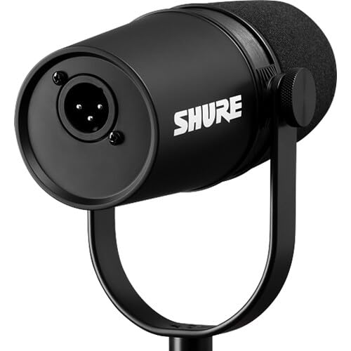Shure MV7X XLR Podcast Microphone with XLR Cable – Dynamic Mic for Podcasting & Vocal Recording, Voice-Isolating Technology, All Metal Construction, Mic Stand Compatible, Optimized Frequency – Black