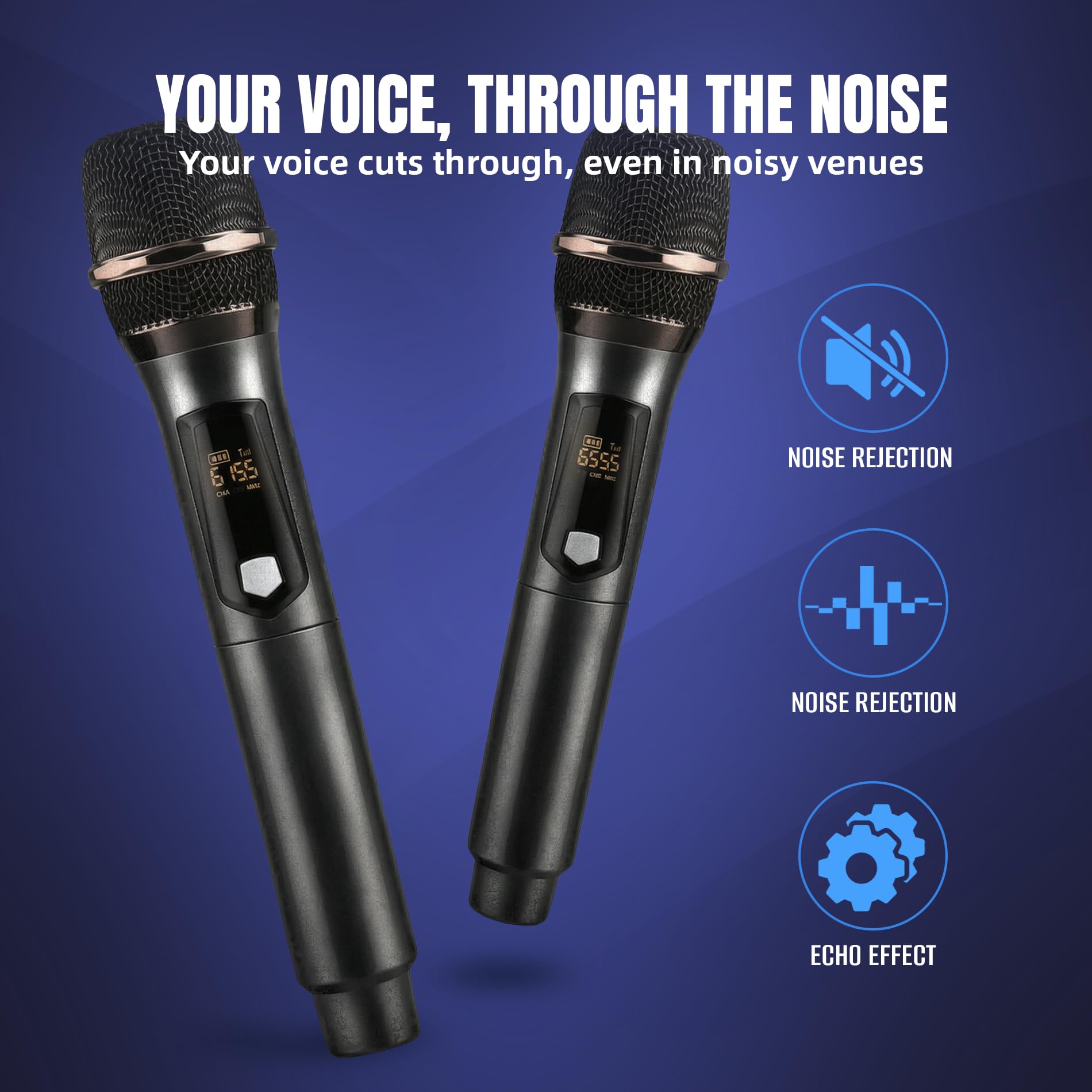WONATU Wireless Karaoke Microphone, Rechargeable Wireless Microphone System for Singing and Karaoke, 2.4G Handheld Wireless Microphones with Type-C Charging, 500 ft Range, 6.35mm/3.5mm Mic Input