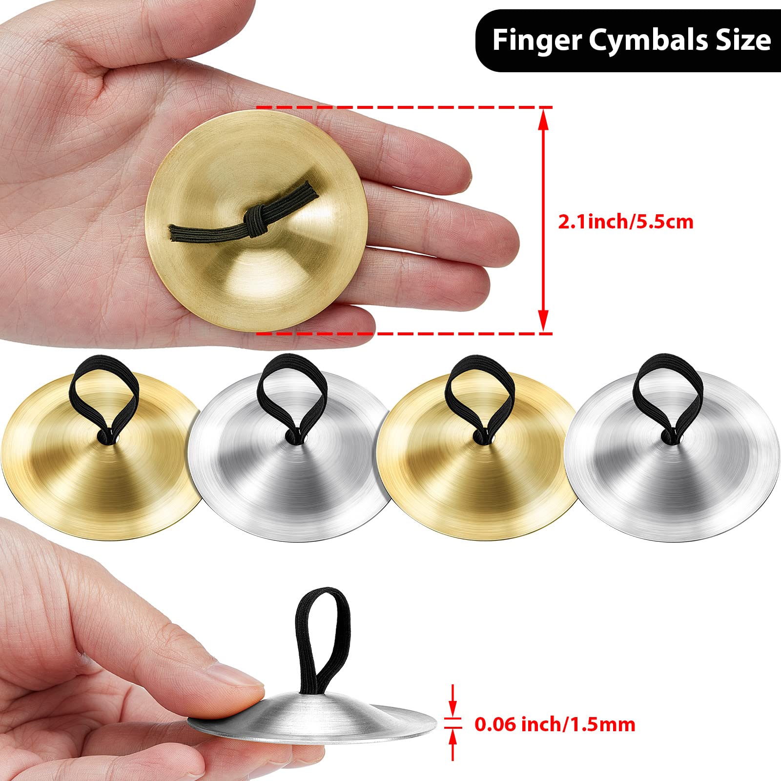 Fiada 40 Pcs Finger Cymbals Belly Dancing Musical Instrument Percussion Zills Instruments for Adults Dancer Party Show Festival Performance(Gold, Silver)