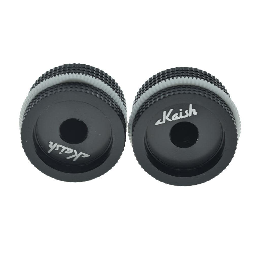 KAISH 2-Pack 63/64″(25mm) Diam. Aluminium Potentiometer Knobs 1/4″ Universal Metal Pot Knobs for Guitar/Bass/AMPS Amplifier/Power Amplifier/Preamps/Audio Equipments Black with White Rubber o-ring