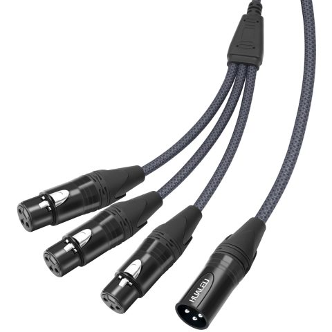 HUALEU 5FT 3Pin XLR 1 Male to 3 Female Y Splitter Cable,3 Way XLR Splitter Balance 1 Male to 3 Female Audio Cable for Mixer, Microphone,3 Microphones are Connected to one Input