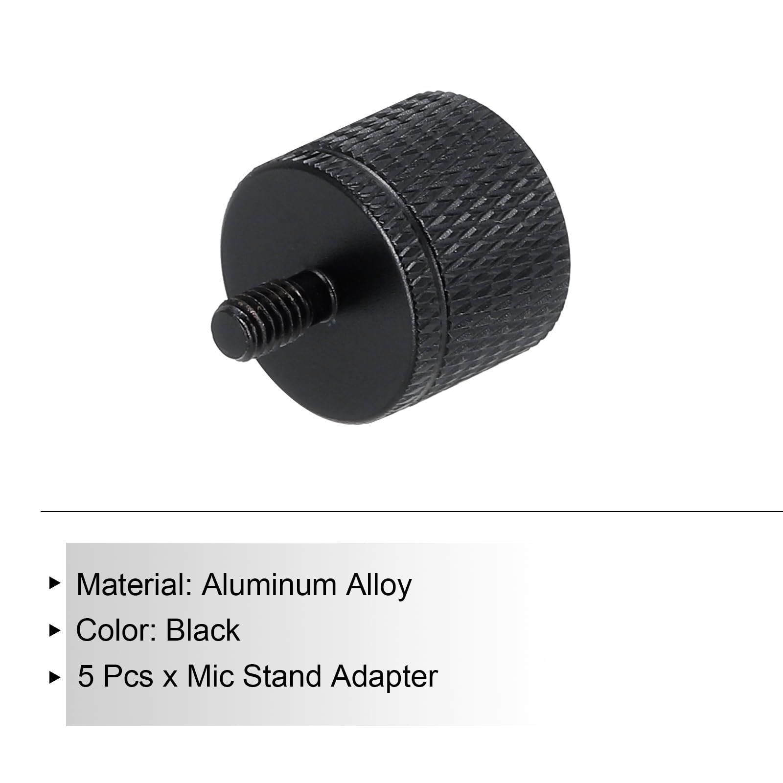MECCANIXITY 5Pcs Mic Stand Adapter 1/4 Female to M5 Male Thread Screw Adapter Aluminum Alloy for Microphone Tripod Stand Mount, Black