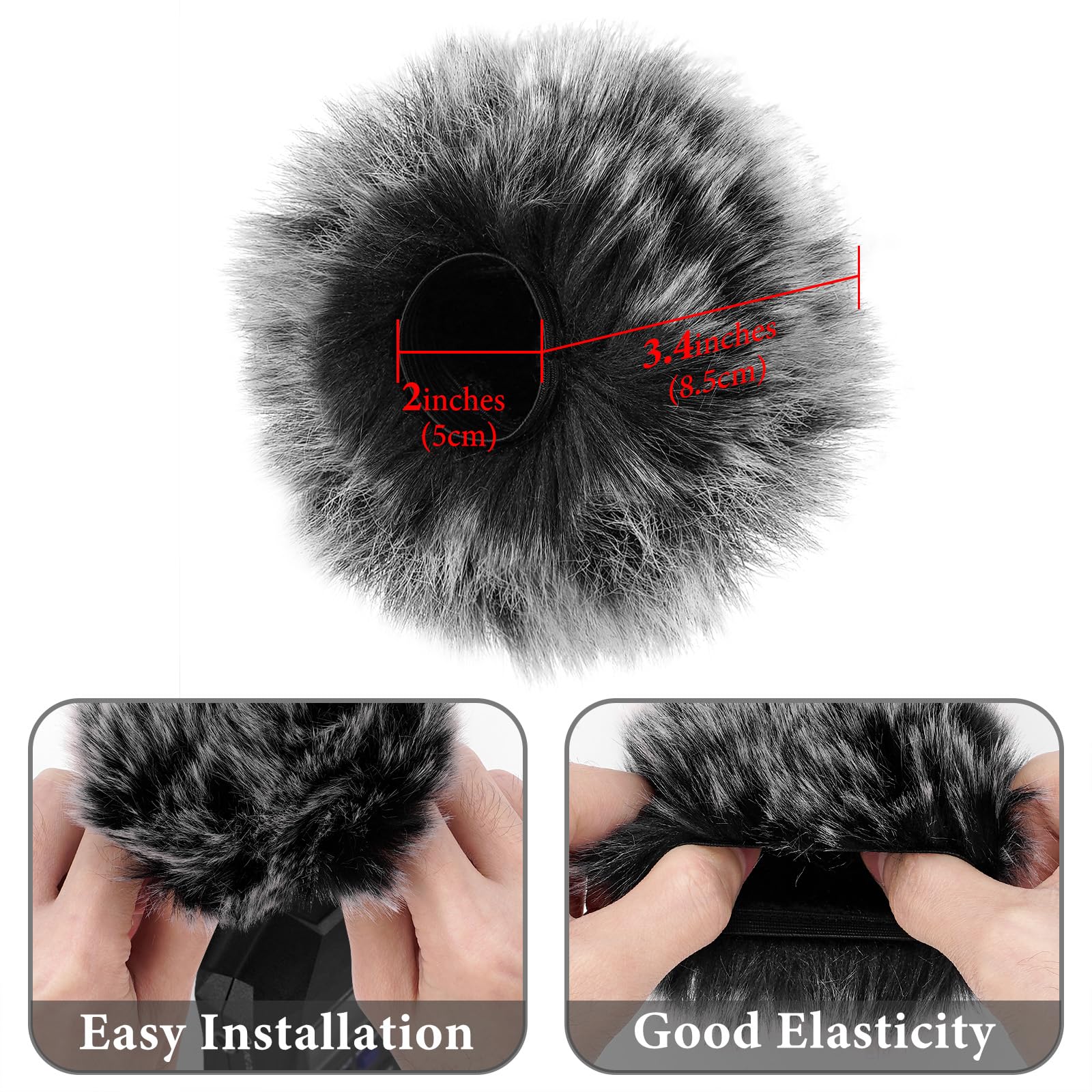 Geekria for Creators Furry Windscreen Compatible with Zoom H2n, H4n, H4n Pro Handy Recorder, Mic DeadCat Wind Cover Muff, Fluff Cover Windshield, Portable Digital Recorder (Grey / 2 Pack)
