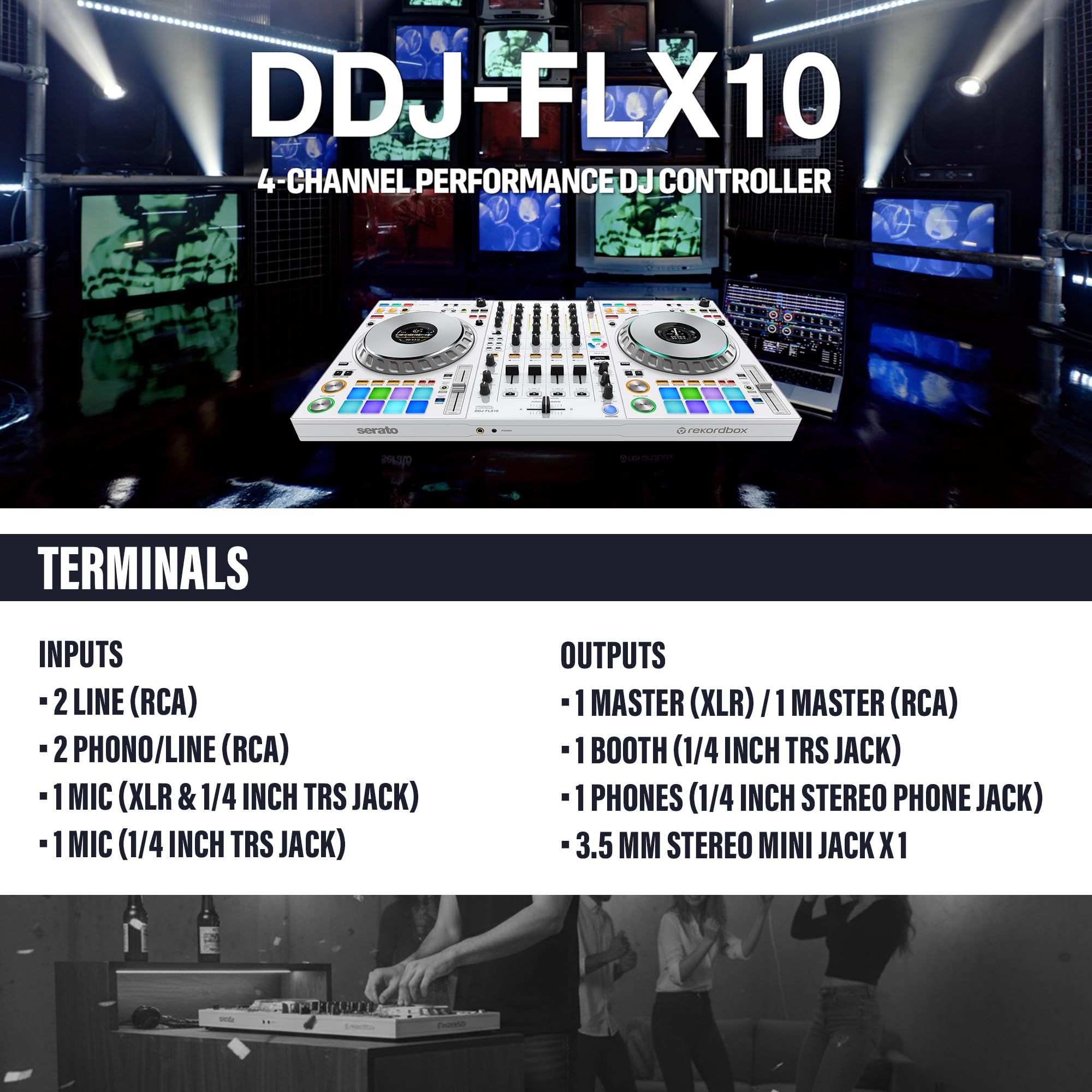Pioneer DJ DDJ-FLX10 4-Channel Professional DJ Controller – White