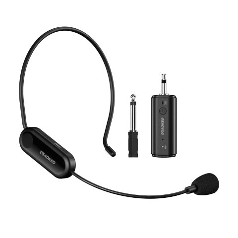Aokeo Wireless Microphone Headset, UHF Wireless Headset Mic System, 160ft Range