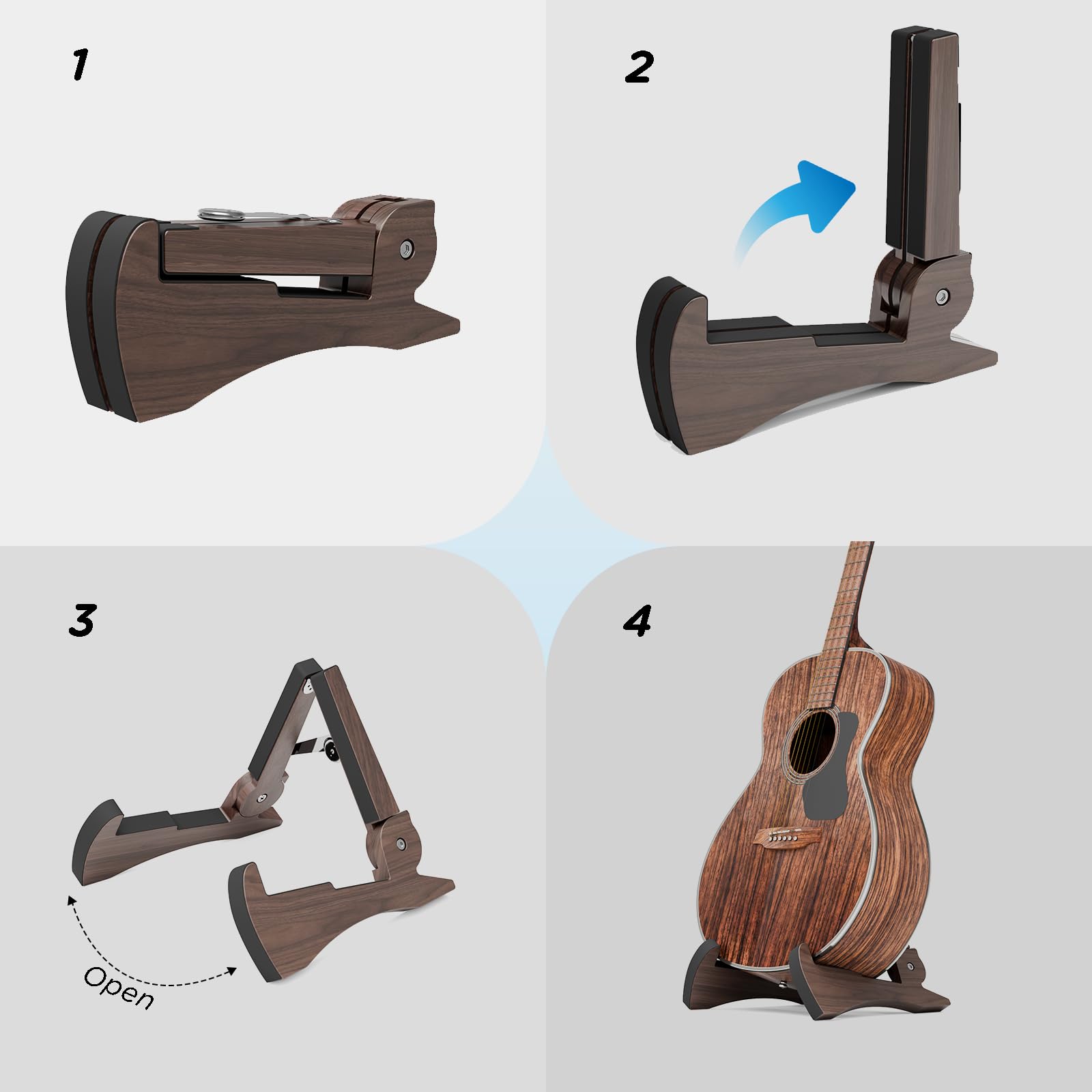 DIDA Portable Travel Guitar Stand, Lightweight Stable A- Frame Plastic Guitar Stand Holder for Acoustic, Electric Guitars, Ukulele, Foldable Guitar Stand Floor, Single Guitar Holder (Black)