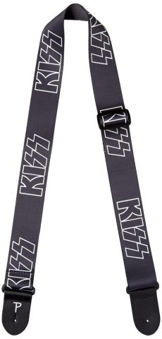Perri’s Leathers, KISS Official Logo Themed, Cotton Guitar Strap, Black, Anti-Slip, Classic, Suitable for Each Level, Adjustable from 39 to 58 Inch, Compatible with All Button Lock Systems