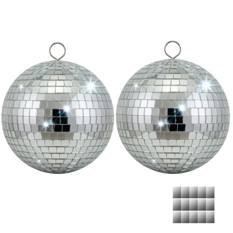 EELLAO 2pack 4inch Disco Ball Small Mirror Balls Hanging Disco Balls for Party Decorations, Weddings, Events, (4inch Disco Ball x 2pcs, Replacement Mirror x 15pcs)