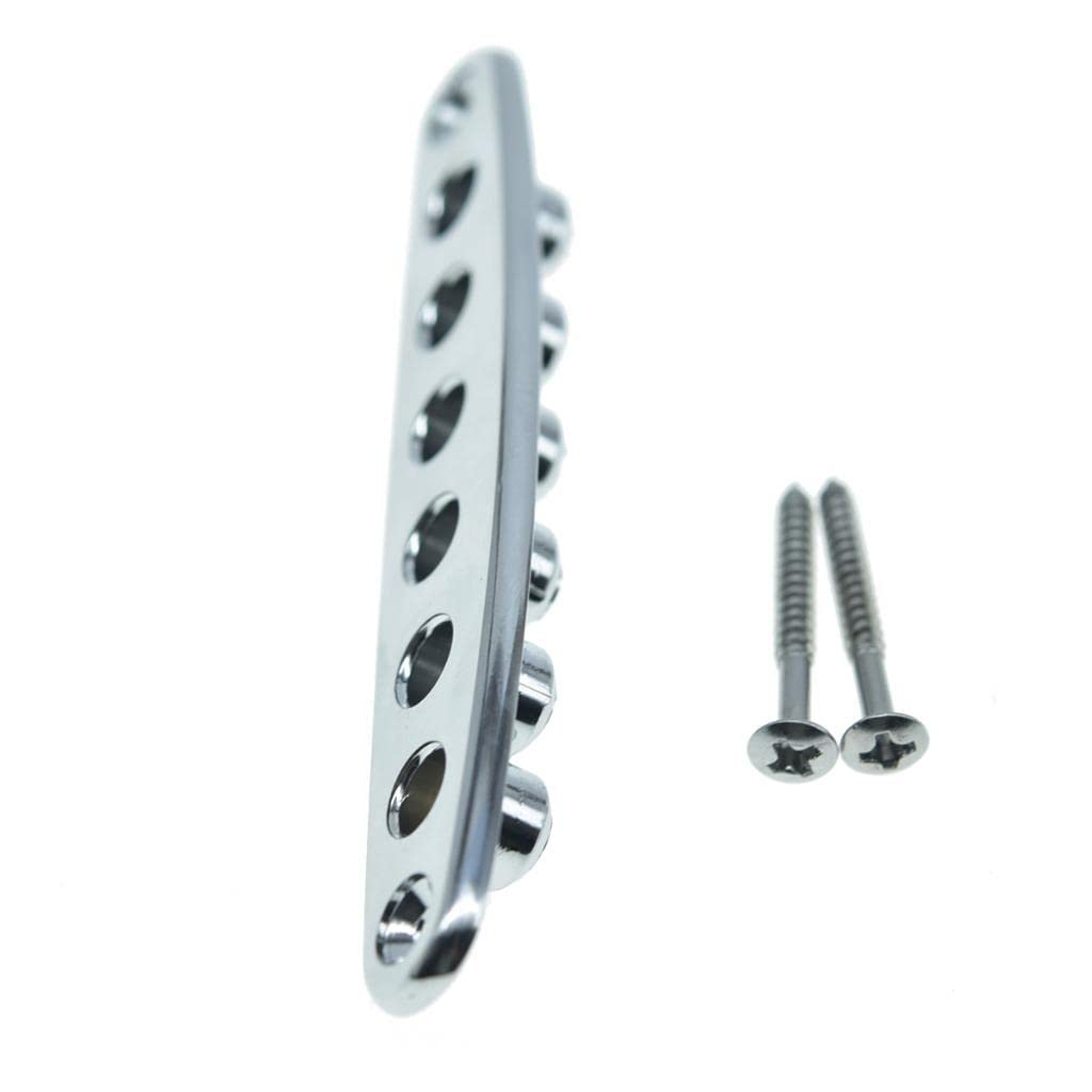 KAISH Guitar Bridge String Thru Body Ferrule Plate Guitar String Ferrules String Bushing Plate for Electric Guitar Chrome