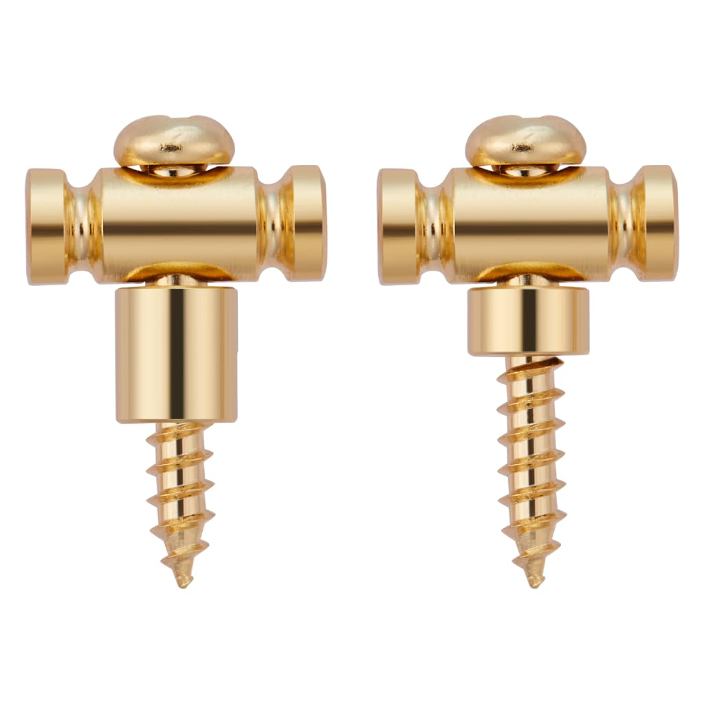 KAISH Set of 2 Stainless Steel Barrel Guitar String Guides Stainless String Retainers String Trees with two Short and two Tall Spacers for Various Guitars Gold