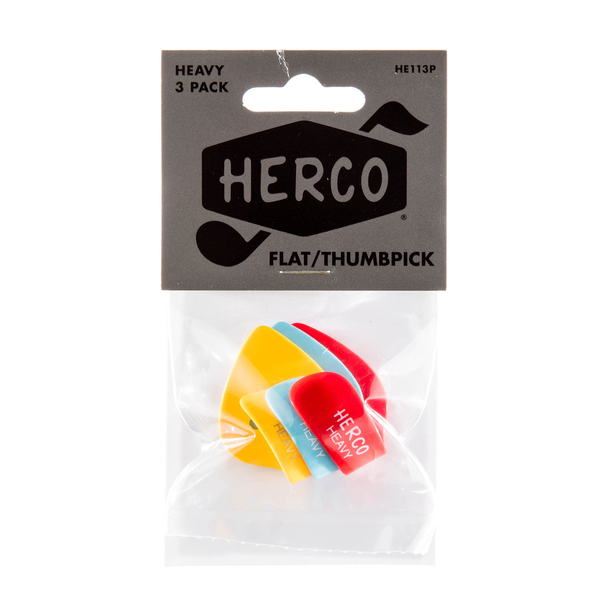 JIM DUNLOP HE113P Flat Thumbpicks, Heavy, 3/Player’s Pack