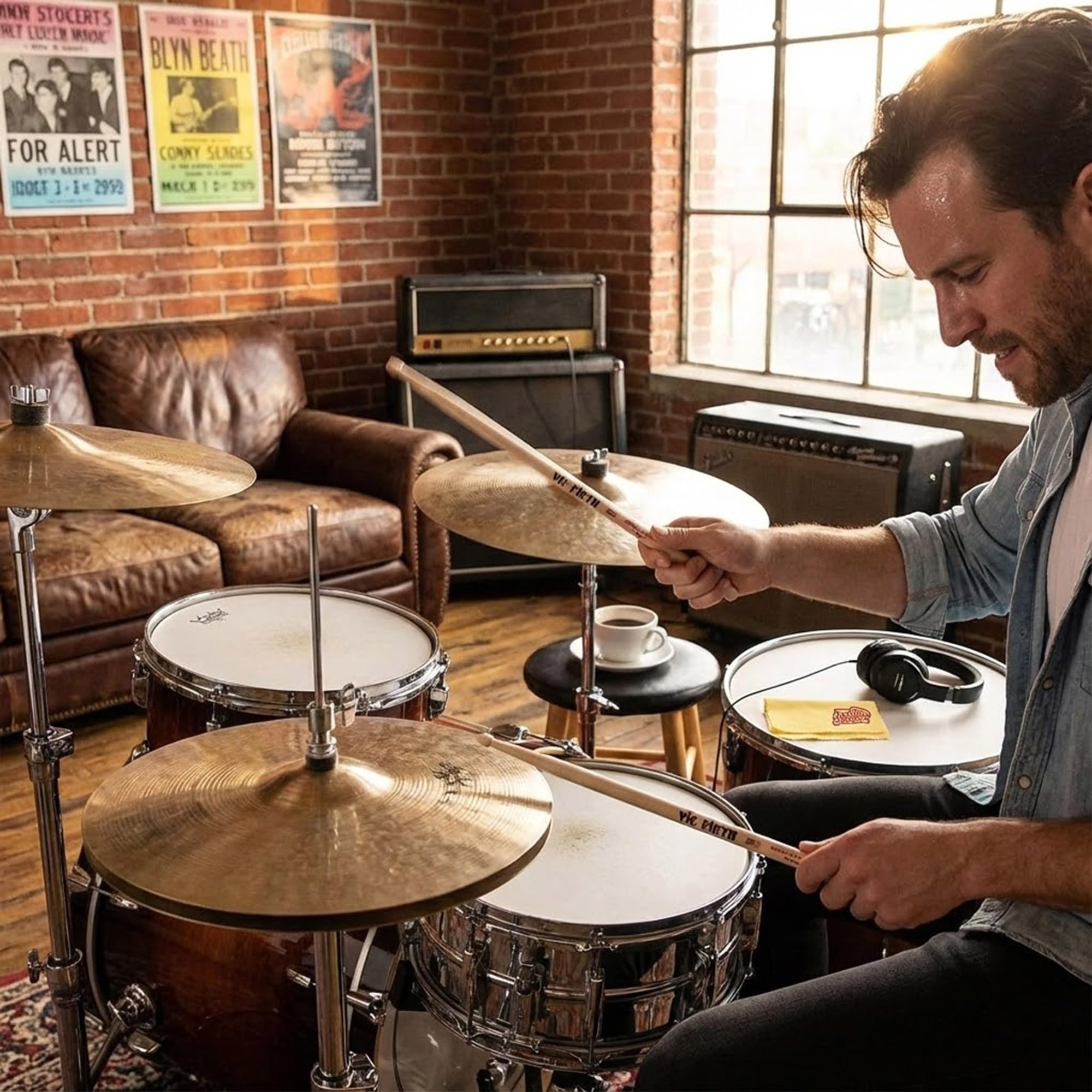 Vic Firth Signature Series Keith Carlock Drumsticks – 3‑Pack Bundle with Austin Bazaar Polishing Cloth