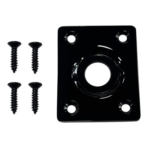 OVSAL Flat Bottom Jack Socket Plate Stainless Steel Flat Base Rectangle Output Jackplate Compatible with LP Les Paul TL Tele Telecaster Electric Guitar Replacement Parts（Vacuum Black）