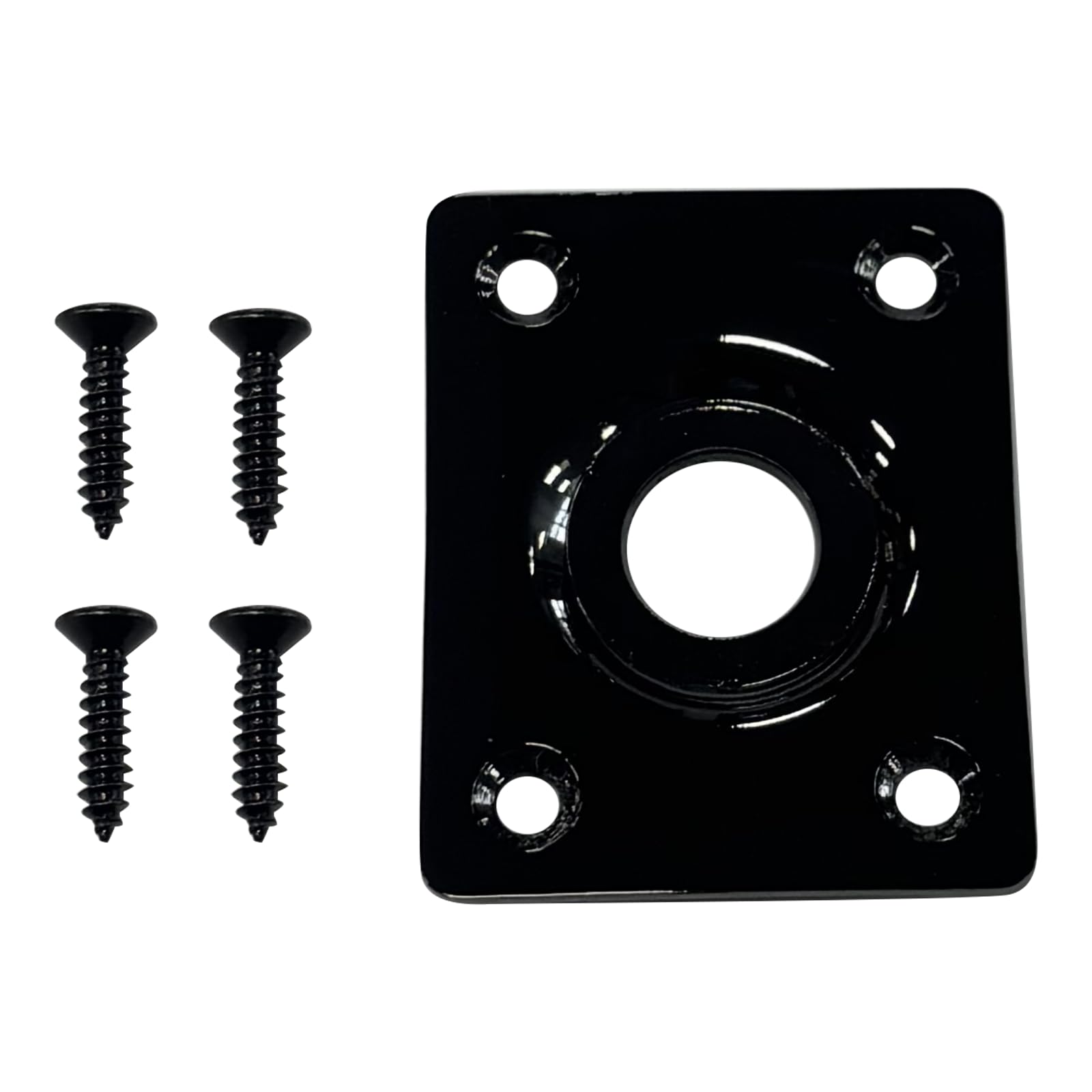 OVSAL Flat Bottom Jack Socket Plate Stainless Steel Flat Base Rectangle Output Jackplate Compatible with LP Les Paul TL Tele Telecaster Electric Guitar Replacement Parts(Vacuum Black)