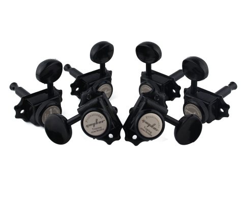 Guyker Guitar Locking Tuners (3L + 3R Handed) – Vintage Deluxe Lock String Tuning Key Pegs Machine Heads Replacement Parts for ST TL Style Electric, Folk or Acoustic Guitars – Black