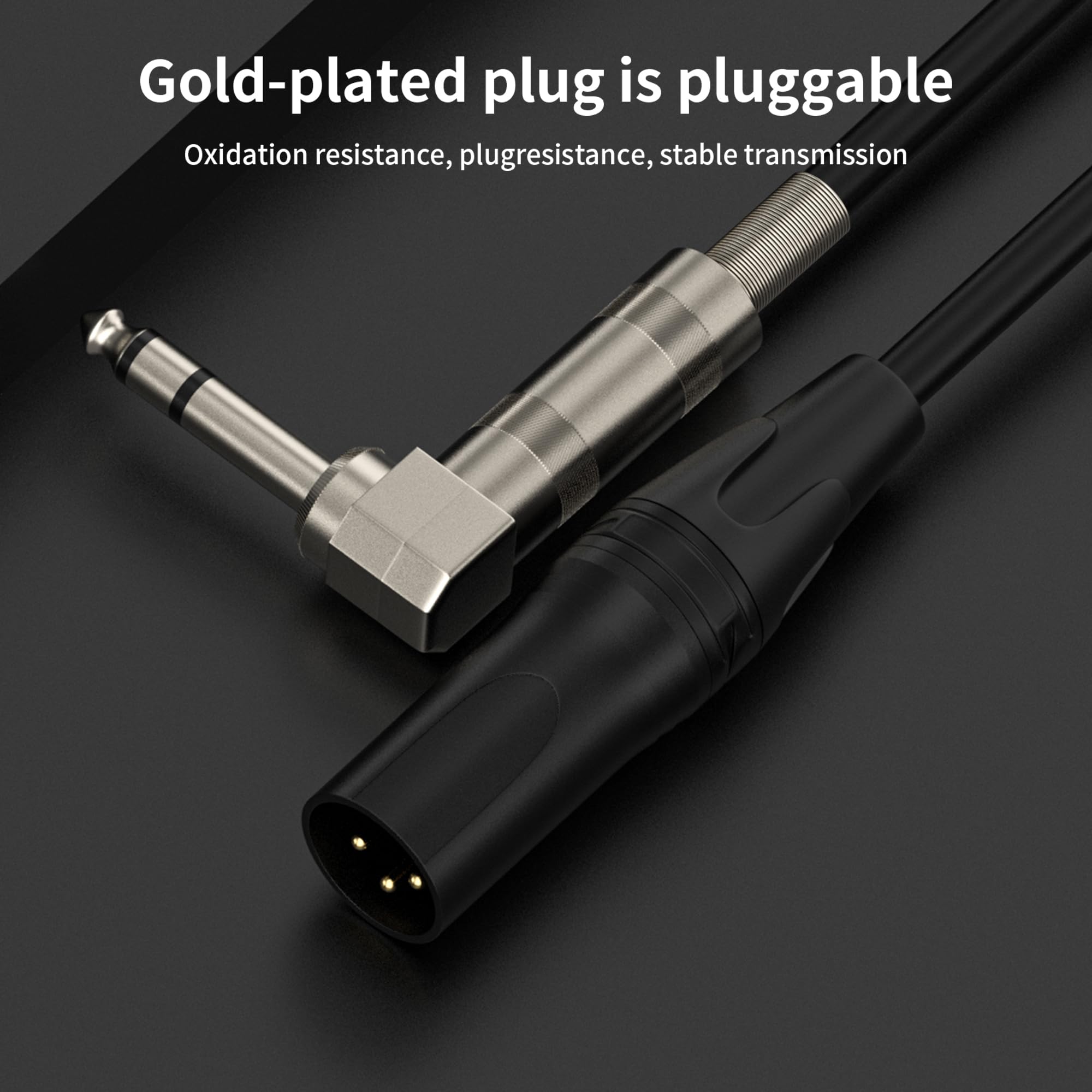 Seefeful Right Angle 6.35mm TRS to XLR Male,(1.5FT 2Pack) Right Angle 1/4″ TRS to XLR 3Pin Male,for Speakers, Stage, DJ and More