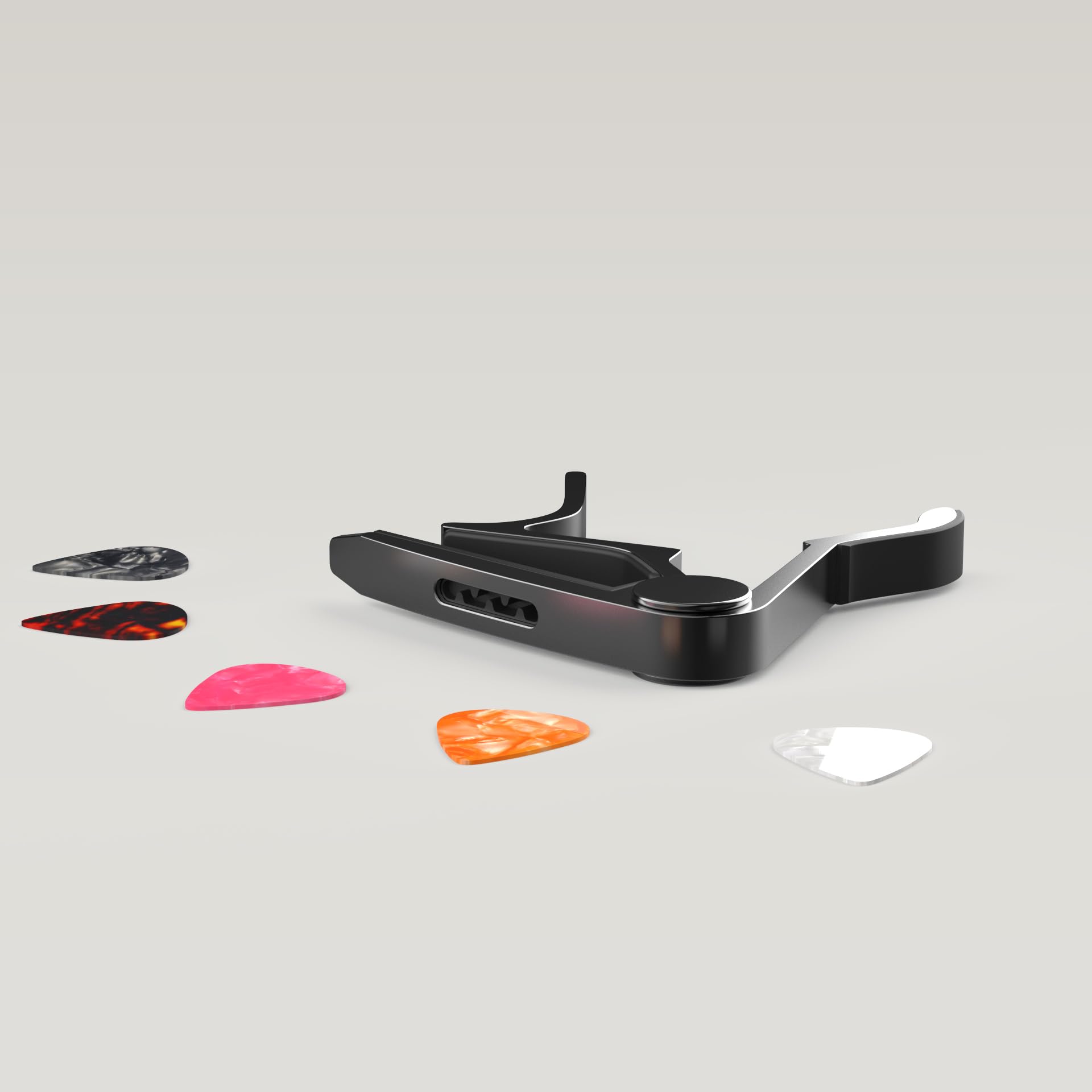 Capo, Guitar Capo with Pick Holder and 5 Picks, Guitar Clamp, Guitar Kapo, Capo for Acoustic & Electric Guitar, Ukulele, Banjo, Mandolin (Black & Black)