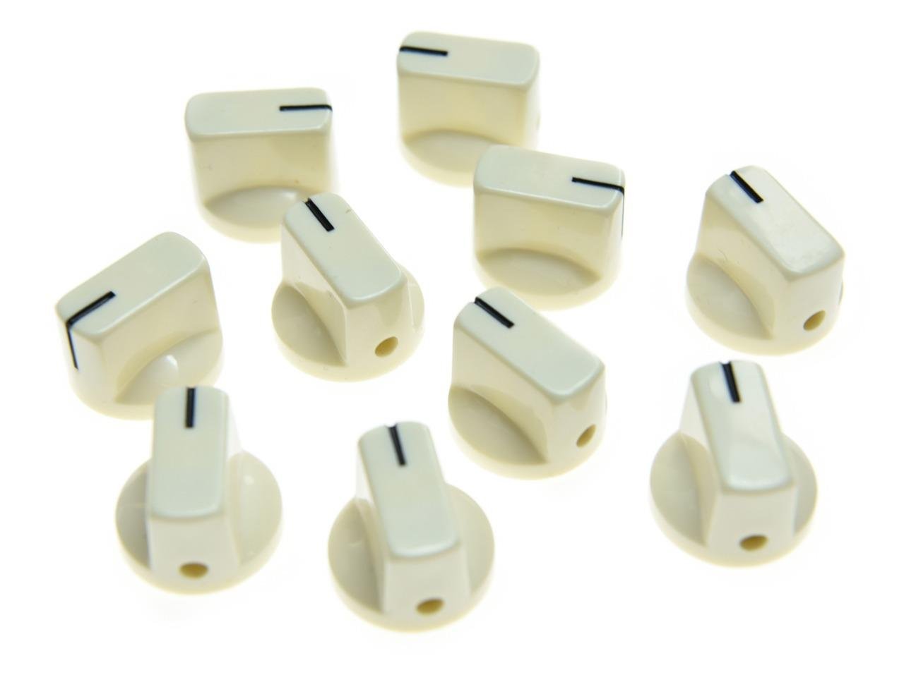 KAISH 10pcs Guitar AMP Effect Pedal Knobs Pointer Knob with Set Screw Aged White