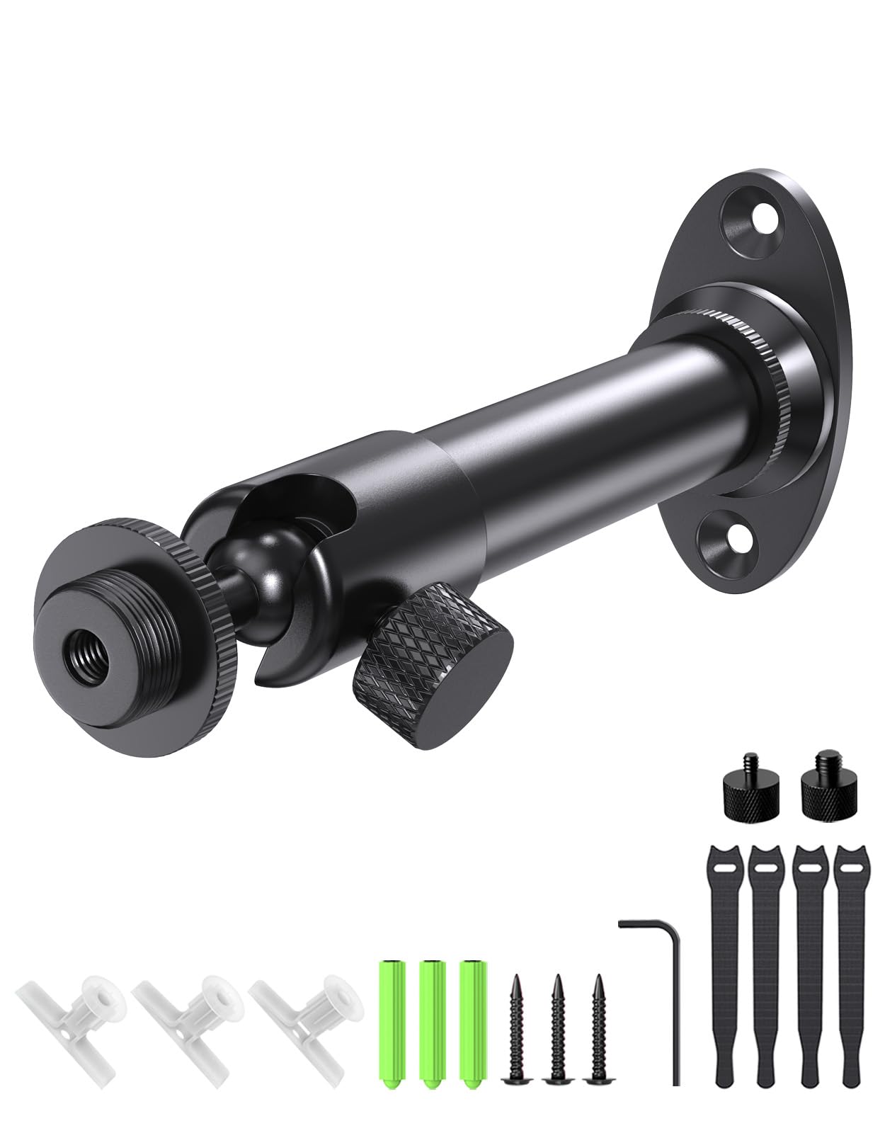 Mic Wall Mount Bracket with Ball Head, 180° & 360° Swivel, 5/8” Flange Base