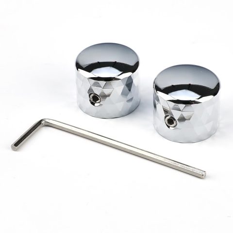OVSAL 2Pcs Aluminum Alloy Electric Bass Guitar Knobs Speed Control 6.1mm（15/64″） Potentiometer Shaft Dome Metal Volume Tone Knobs for Electric Bass Guitar Replacement Parts (Chrome)