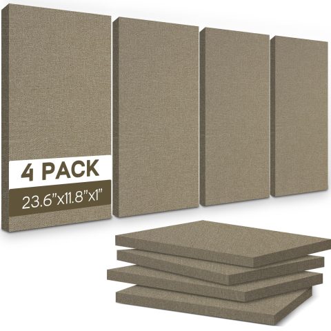 BUBOS 2-Pack Fabric Acoustic Panels 23.6×11.8×1″, Self-Adhesive Sound Panel
