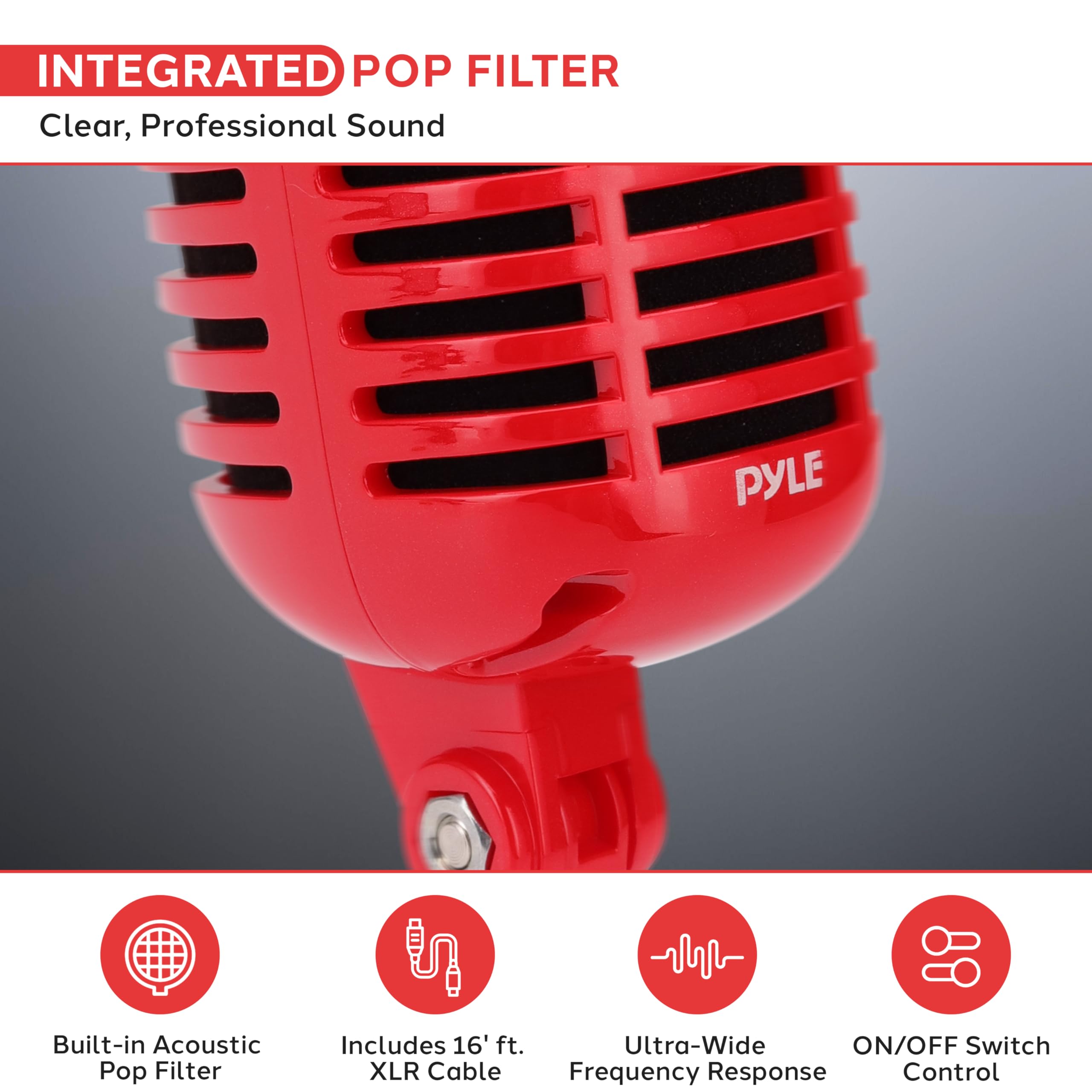 Pyle Retro Dynamic Microphone | Vintage XLR Mic with Stand Mount
