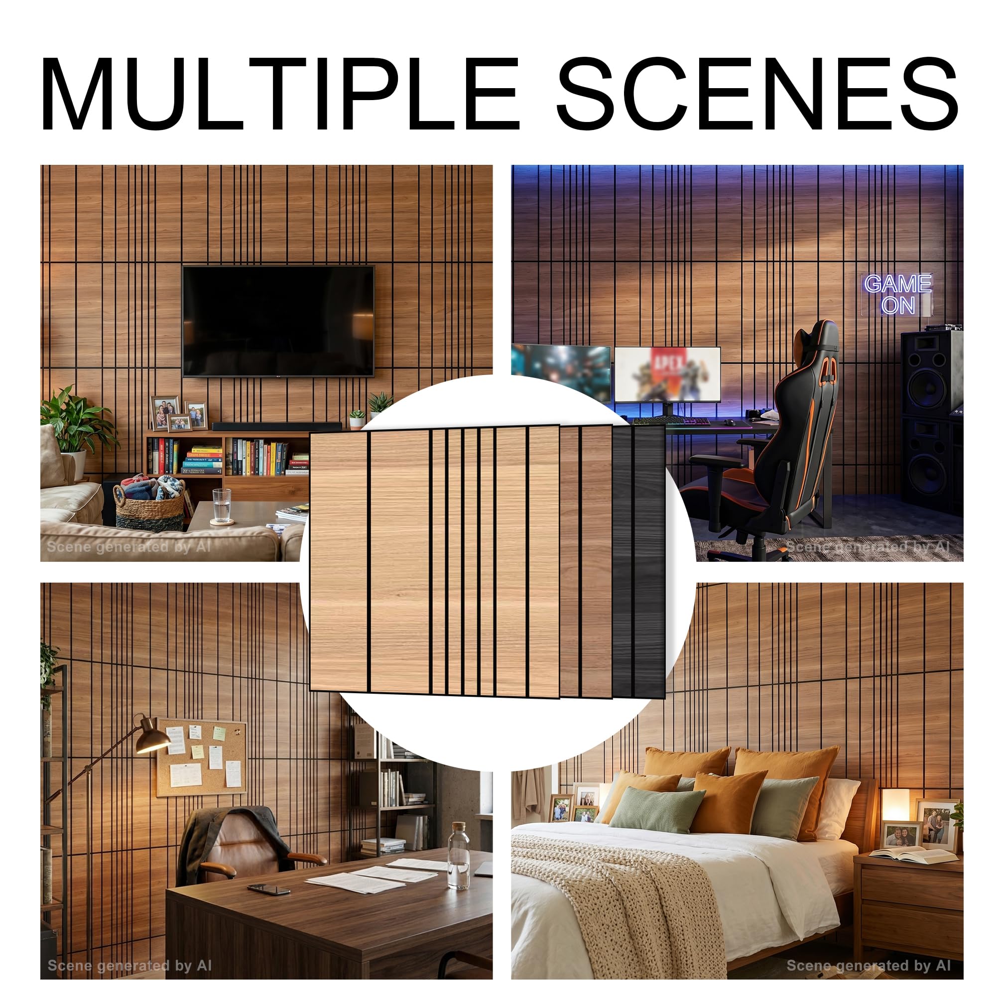 WoveN SounD Acoustic Wall Panels, Teak, 8 Pack, 23.6×23.6 in