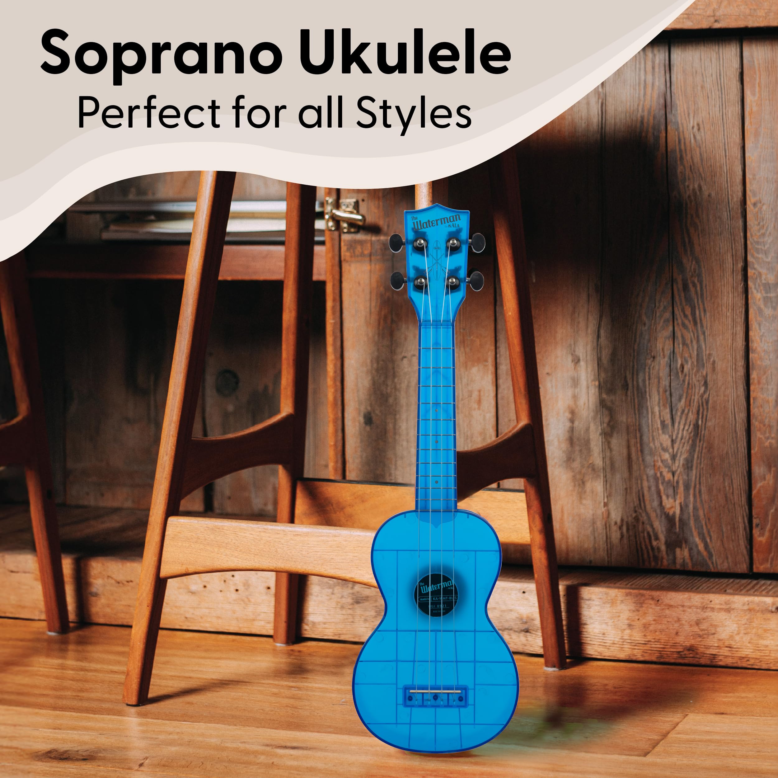 Kala KA-WMT Soprano Waterman Sea Glass Ukulele – Cobalt Blue