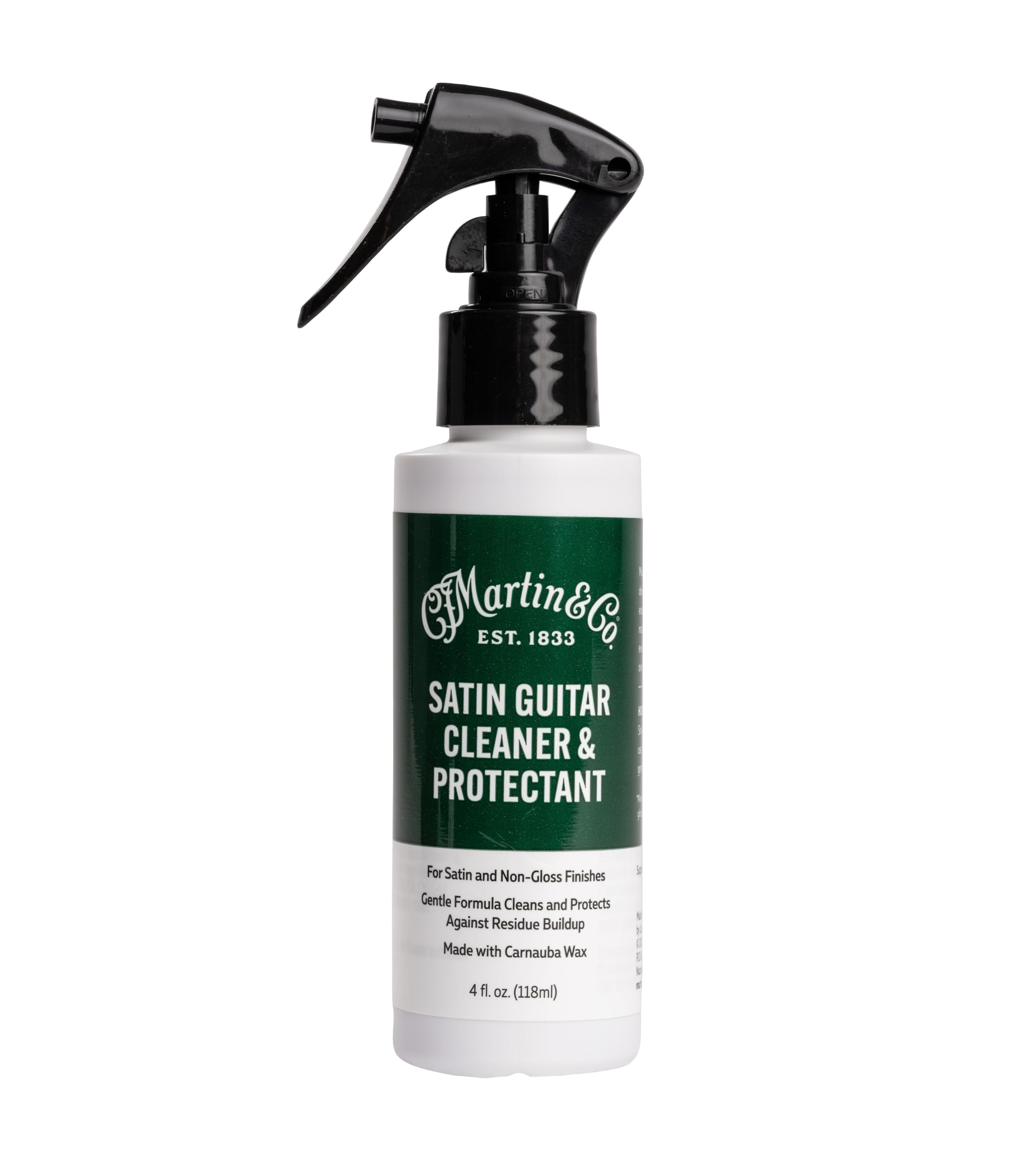 Martin Satin Guitar Cleaner & Protectant – 4 oz Spray Bottle | Cleans and Protects Without Added Shine | Made with Carnauba Wax for Satin Finishes