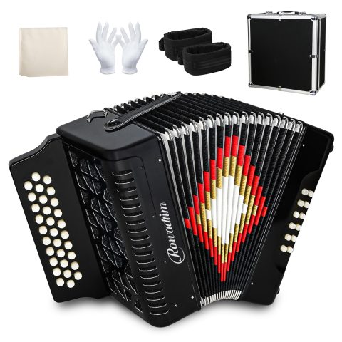 Accordions 31 Key 12 Bass Diatonic F/B/E Accordion Carry Kit (Black)