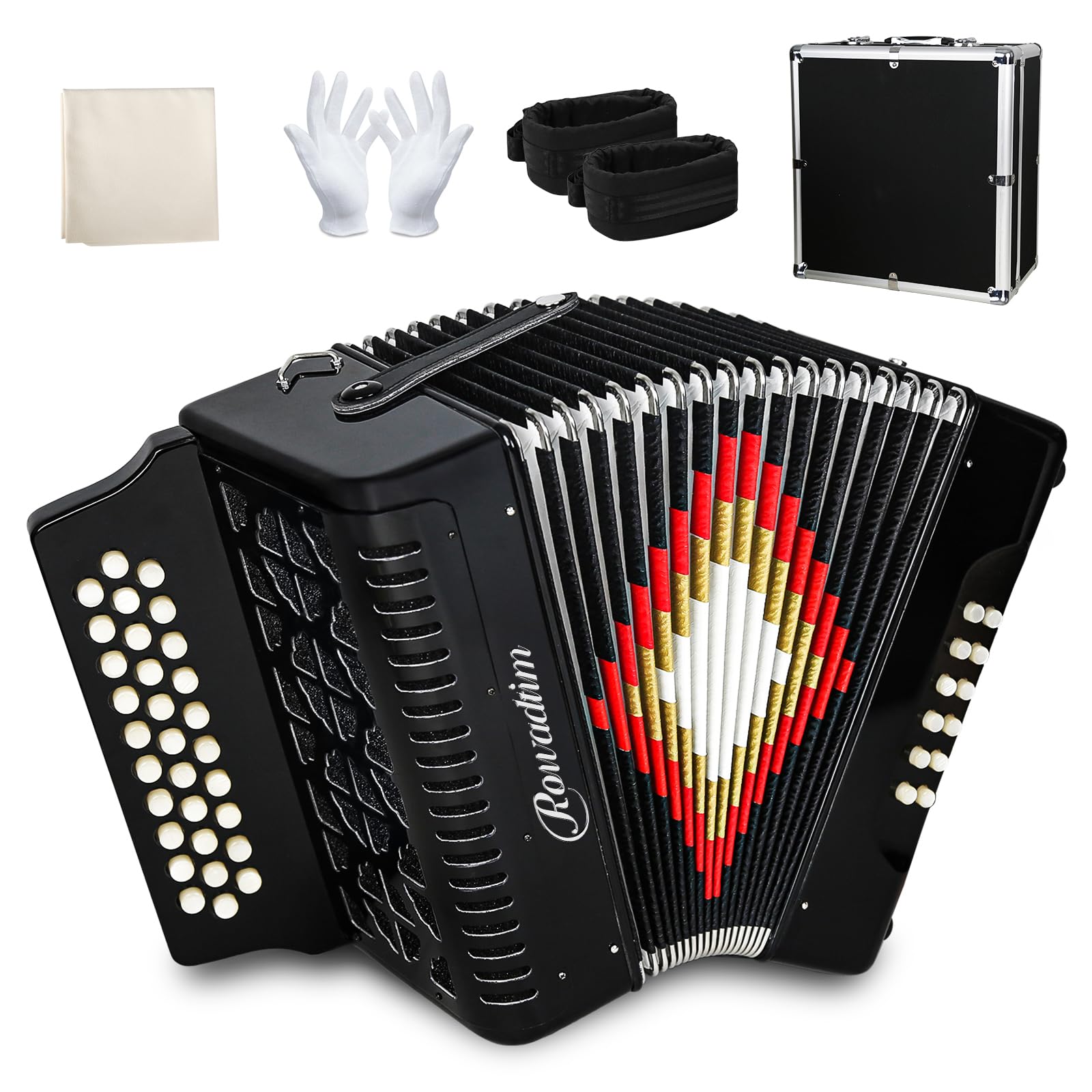 Accordions 31 Key 12 Bass Diatonic F/B/E Accordion Carry Kit (Black)