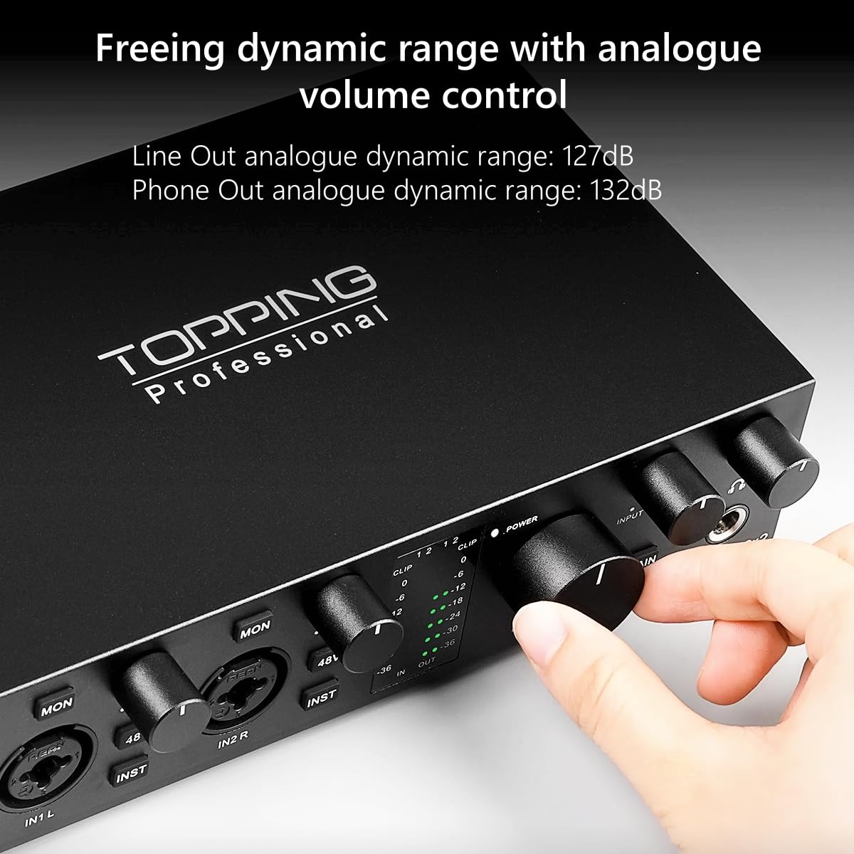 TOPPING E2X2 USB Audio Interface – High-Performance Mixer & Recording Interface for PC, Mac, iPhone & Android – Ultra-Linear Preamp, 48V Phantom Power, Low Noise, Real-Time Monitoring (Black)