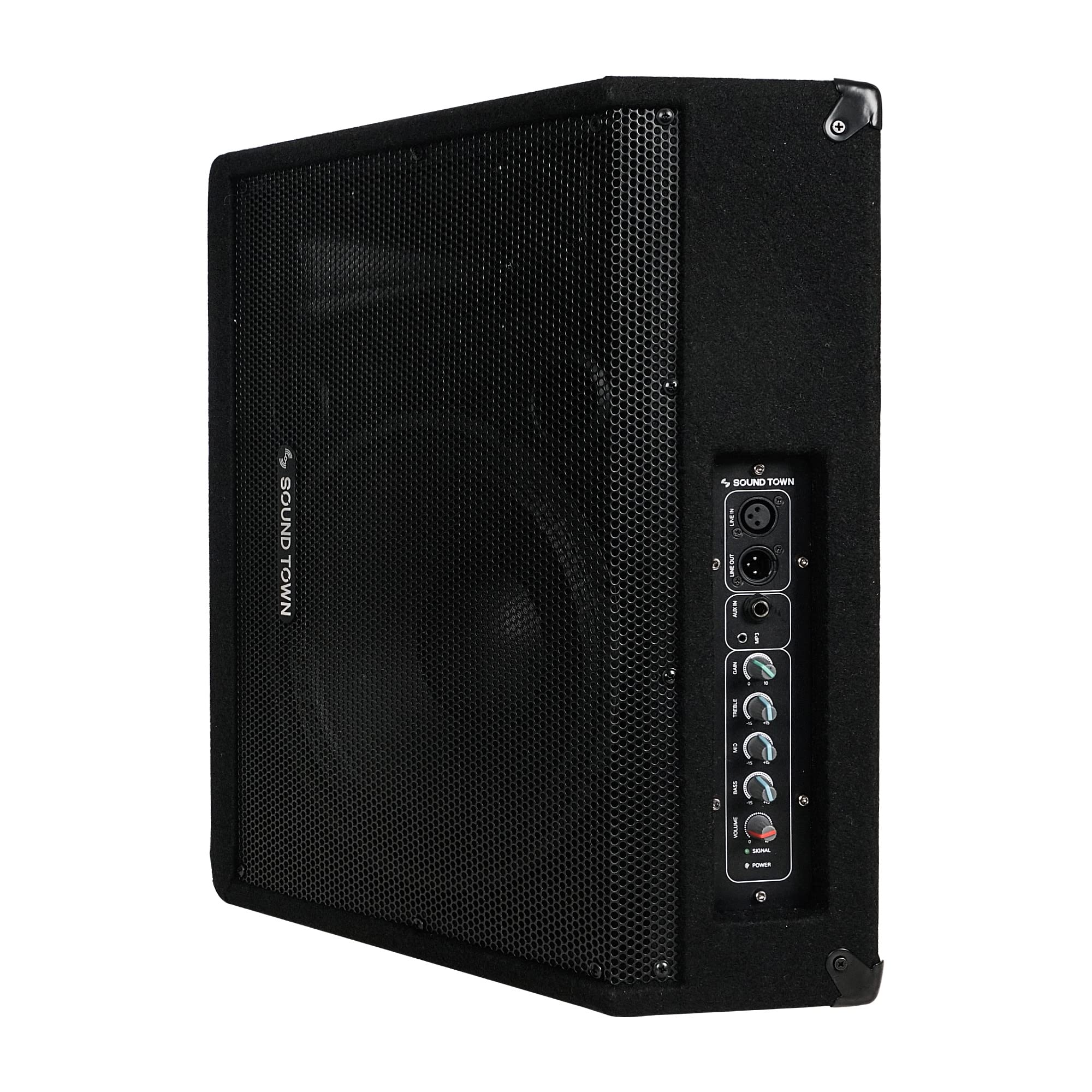 Sound Town Powered DJ PA Stage Monitor Speaker 12” 500W with Compression Driver for Live Sound, Bar, Church (METIS-12MPW)