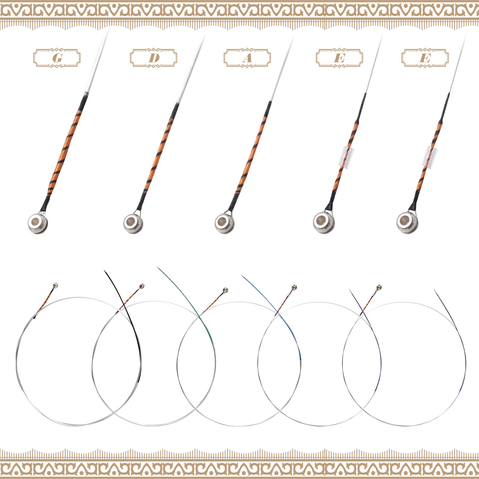 MorMoxe Violin String – Violin Strings 1/2 Full Set (G-D-A-E-E’) – Steel Core for Superior Performance – Al-Mg Winding for Enhanced Sound – Violin Accessories