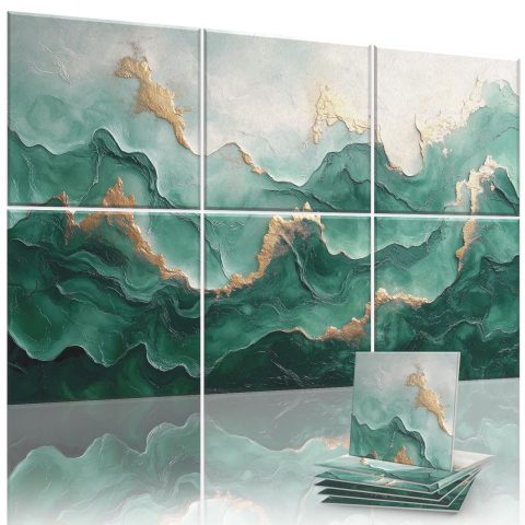 JaneTech 6-Pack Art Acoustic Panels Sound Absorbing Panels, 72×48 Inch Decorative Acoustic Panels, Sound Absorbing Wall Art with Nano Glue for Recording and Home Studio, Office,Conference