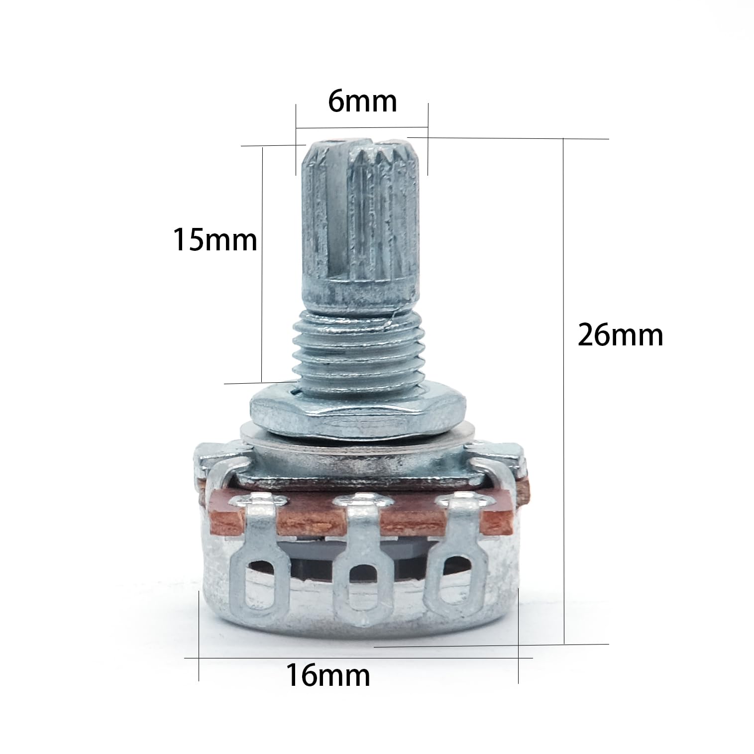 harpfeas 4PCS Mini Guitar Potentiometer Audio Volume Taper Pots for Fender Stratocaster Telecaster Guitar Bass Replacement (Short 15mm, A500K B500K)
