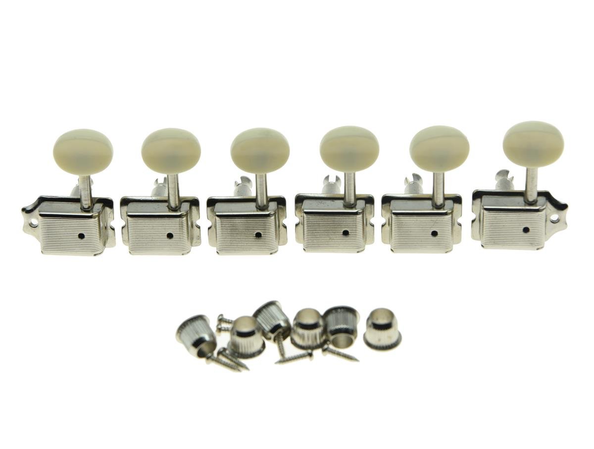 Dopro Nickel with Aged White Lefty Split Shaft Vintage Guitar Tuning Keys Machine Heads for Strat Tele