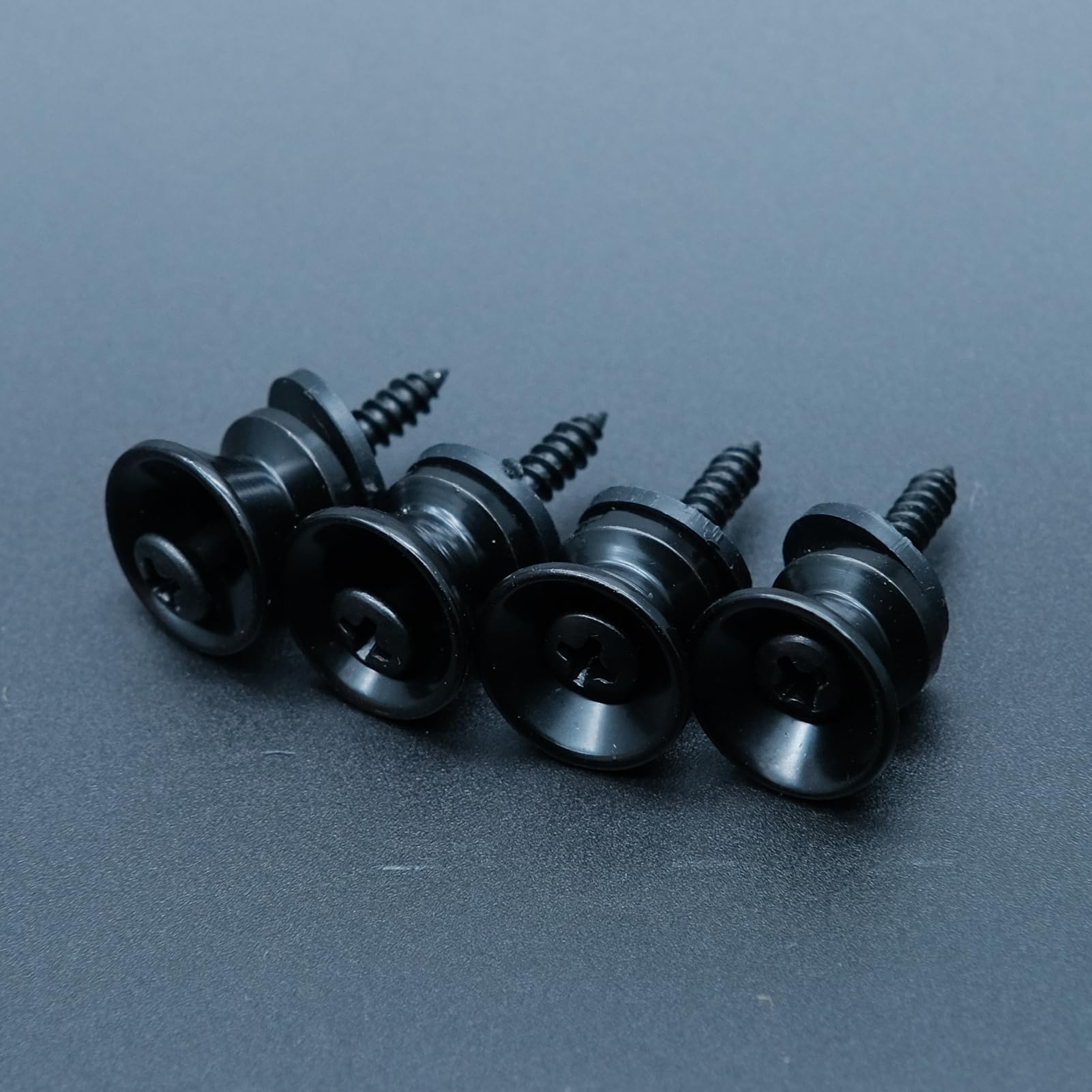 harpfeas 4PCS Metal Strap Buttons End Pins with Mounting Screws for Electric Acoustic Guitar, Bass, Ukulele (Black)